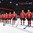 PARIS, FRANCE - MAY 10: Team Switzerland players stand at attention during their national anthem following a 3-0 win over Belarus during preliminary round action at the 2017 IIHF Ice Hockey World Championship. (Photo by Matt Zambonin/HHOF-IIHF Images)
